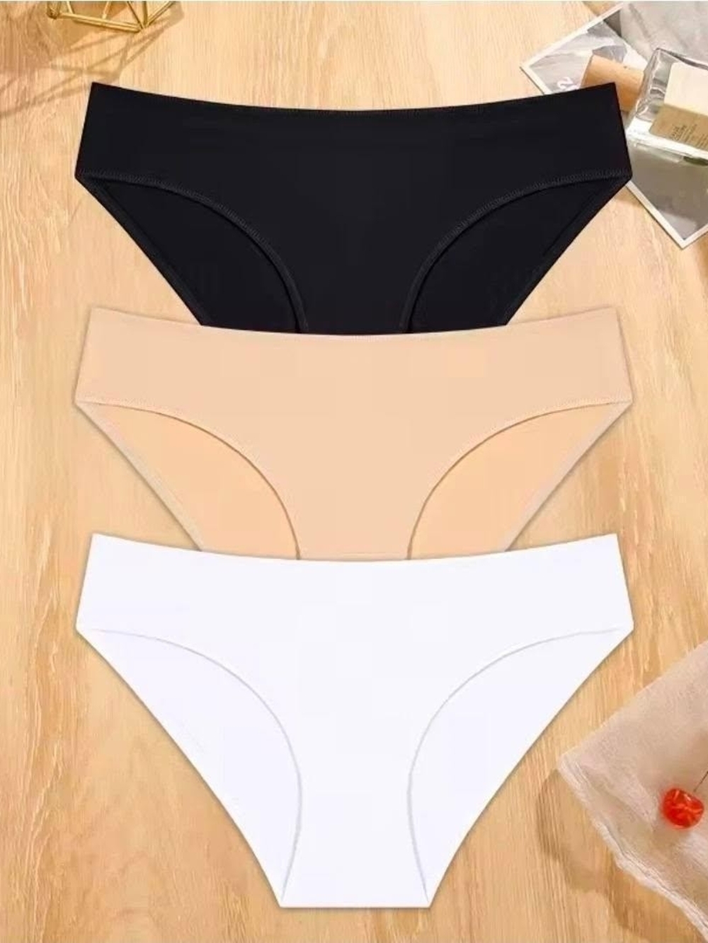 Everyday Seamless Bikini Panty Set - Black, Nude, White 95% Cotton